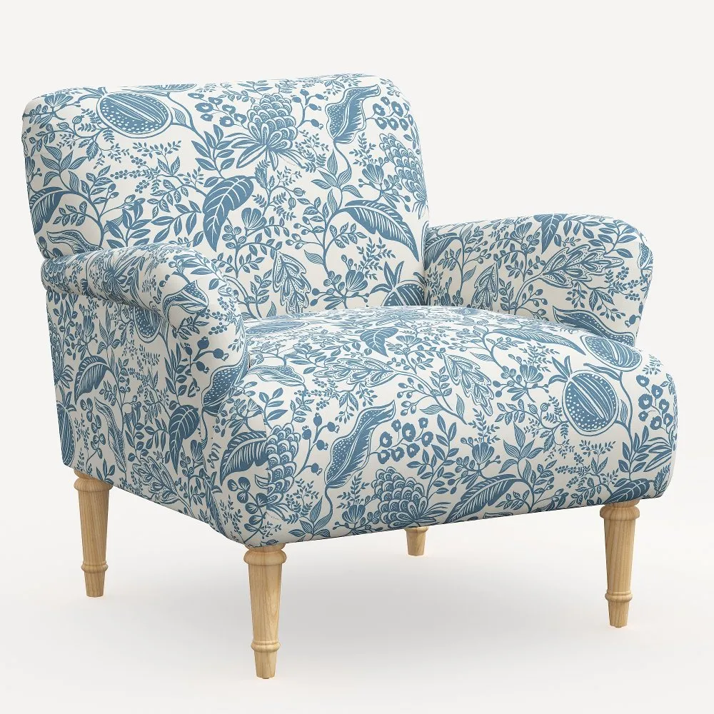 Rifle Paper Co. Bristol Blue Pomegranate Accent Chair