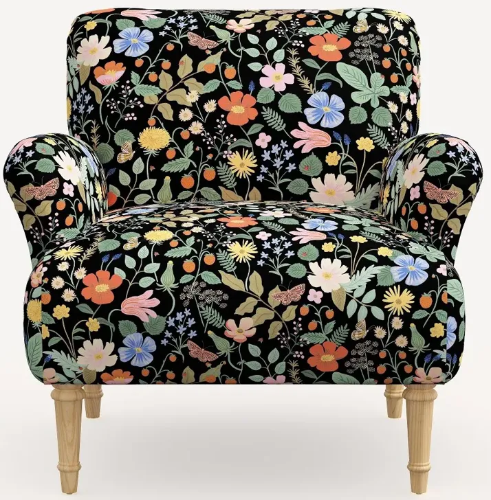 Rifle Paper Co. Bristol Black Strawberry Fields Accent Chair