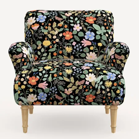 Rifle Paper Co. Bristol Black Strawberry Fields Accent Chair