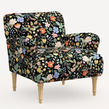 Rifle Paper Co. Bristol Black Strawberry Fields Accent Chair