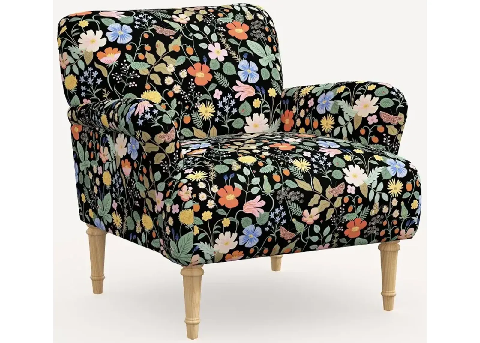 Rifle Paper Co. Bristol Black Strawberry Fields Accent Chair