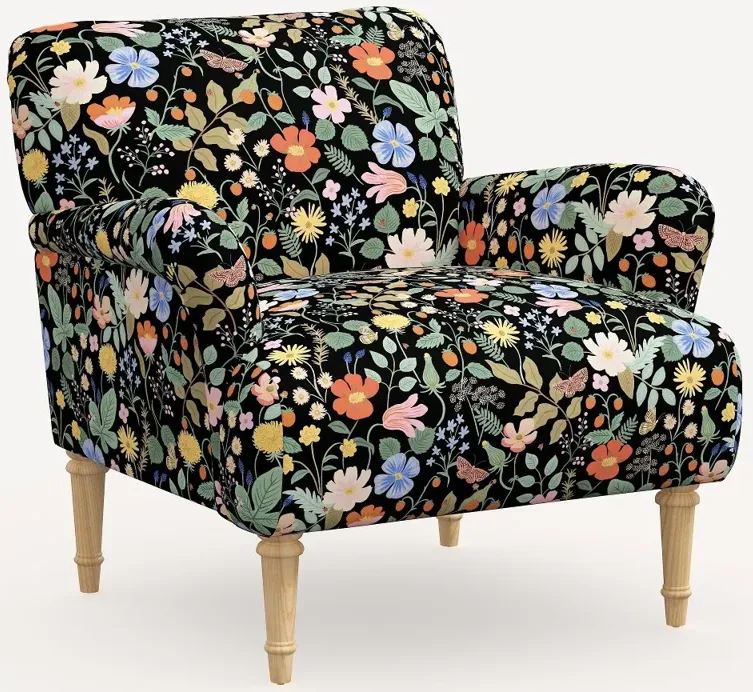 Rifle Paper Co. Bristol Black Strawberry Fields Accent Chair