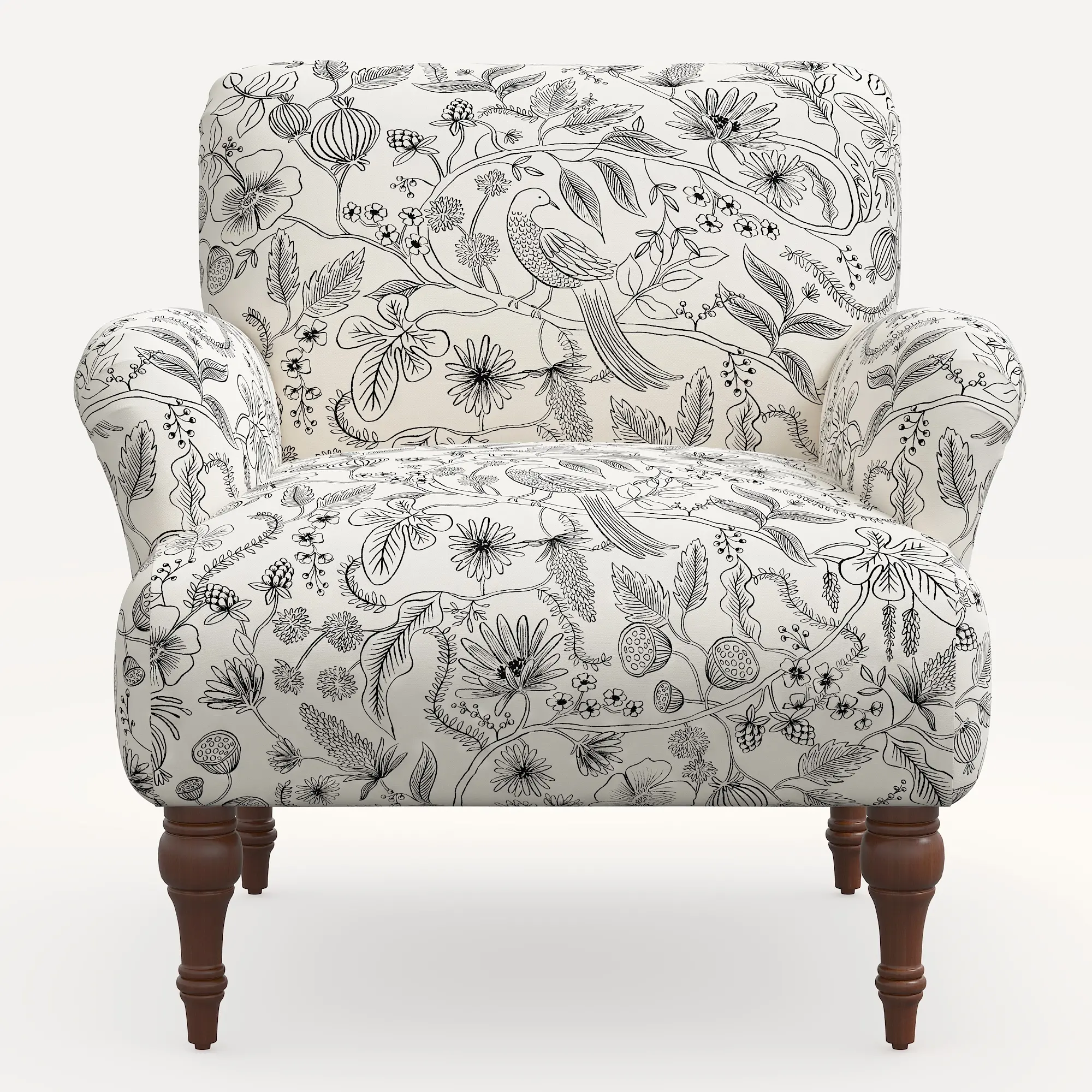 Rifle Paper Co. Bristol Aviary Cream & Black Accent Chair