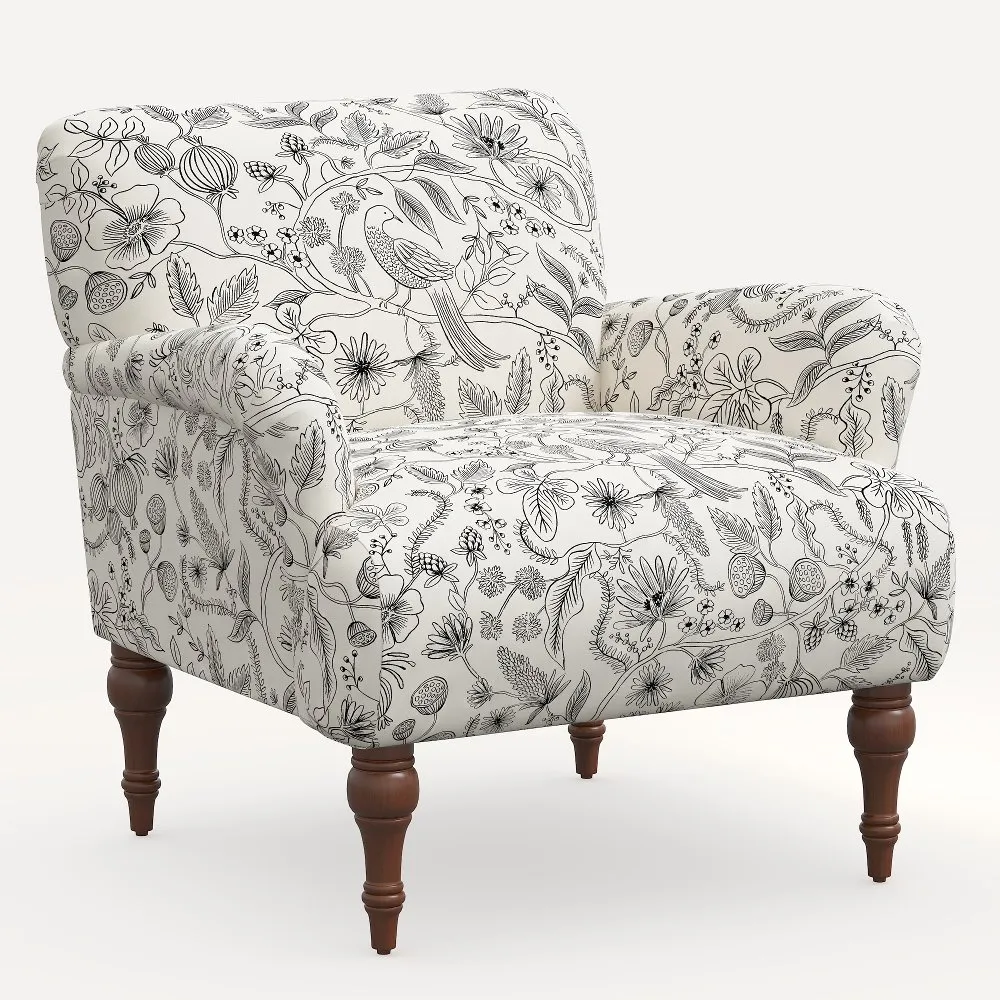 Rifle Paper Co. Bristol Aviary Cream & Black Accent Chair