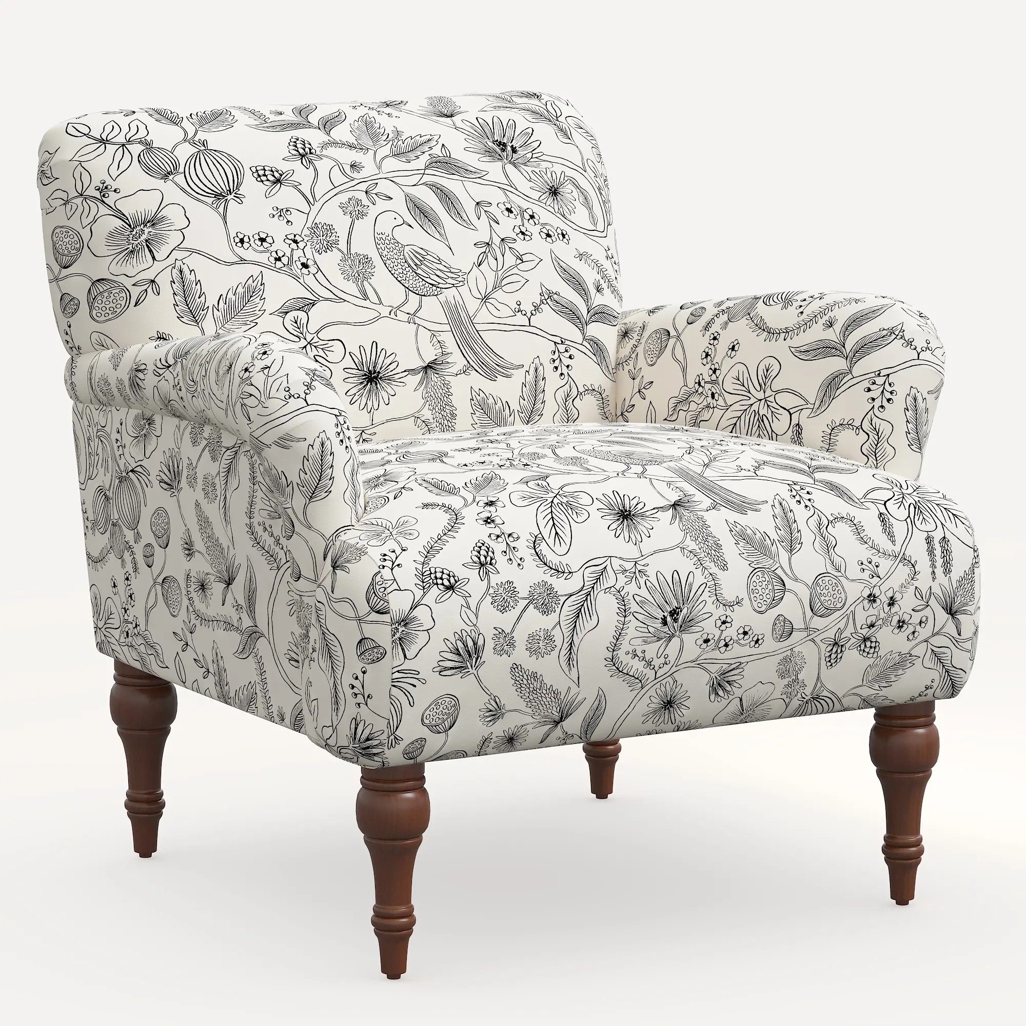 Rifle Paper Co. Bristol Aviary Cream & Black Accent Chair