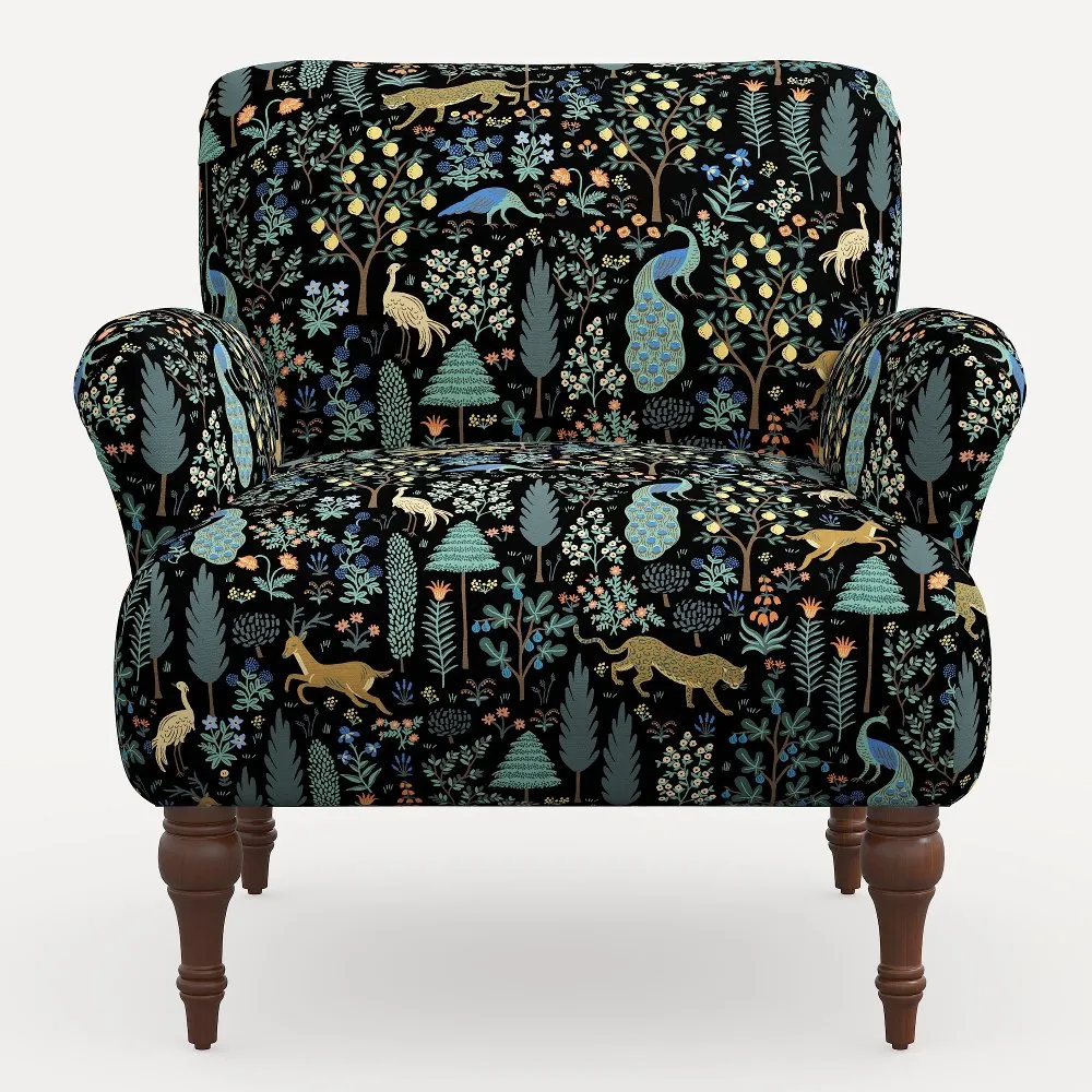 Rifle Paper Co. Bristol Black Menagerie Accent Chair