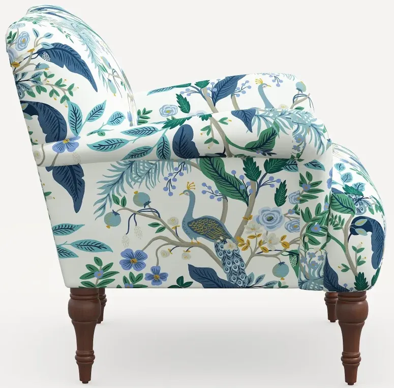 Rifle Paper Co. Bristol Blue Peacock Accent Chair