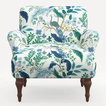 Rifle Paper Co. Bristol Blue Peacock Accent Chair