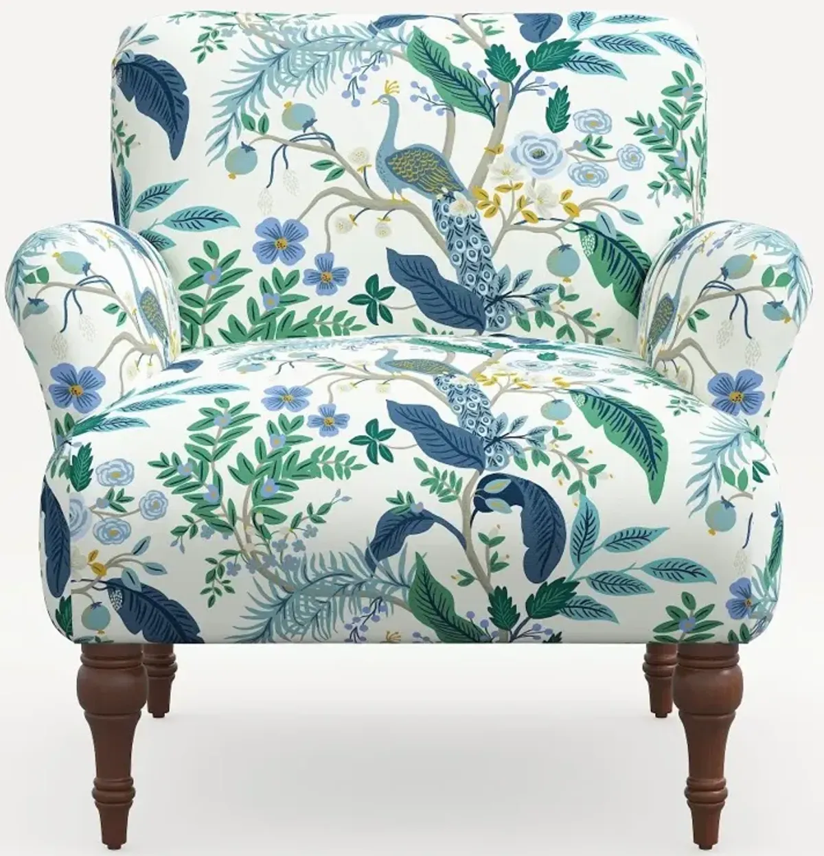 Rifle Paper Co. Bristol Blue Peacock Accent Chair