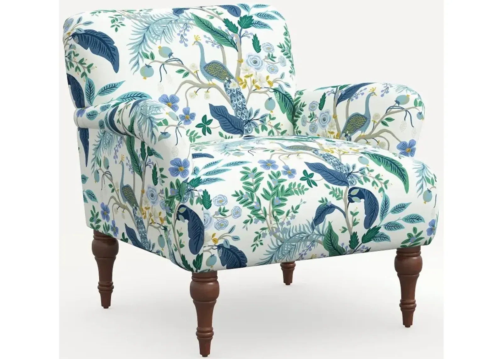 Rifle Paper Co. Bristol Blue Peacock Accent Chair