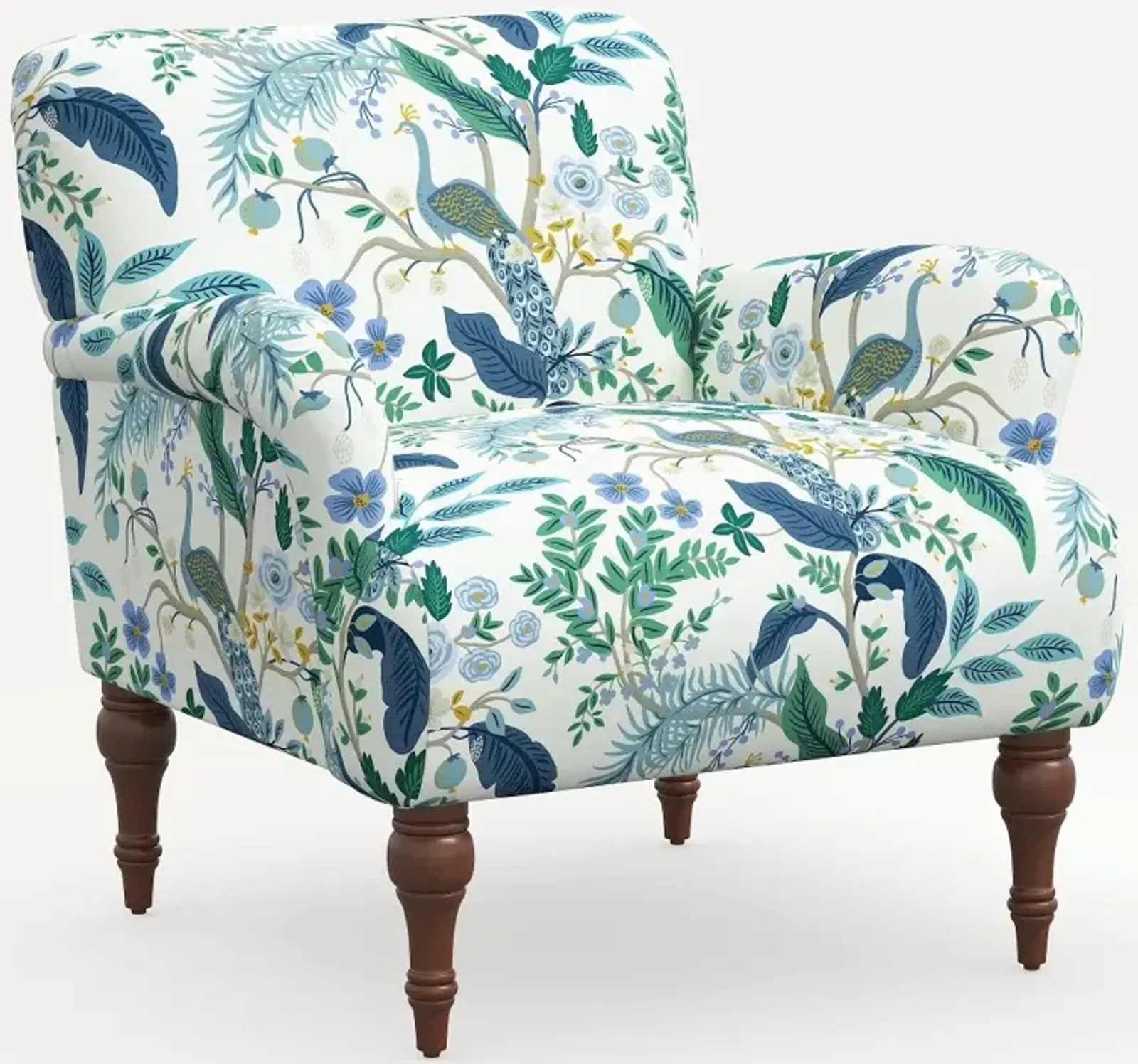 Rifle Paper Co. Bristol Blue Peacock Accent Chair