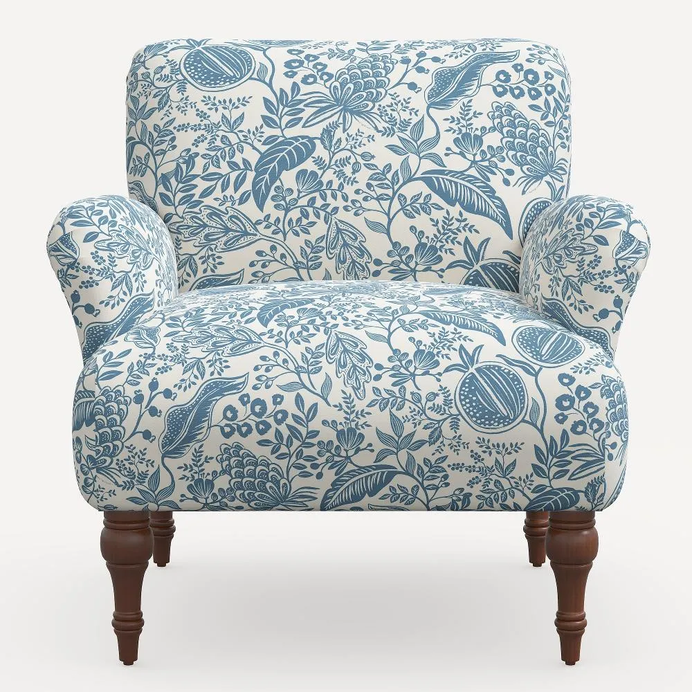 Rifle Paper Co. Bristol Blue Pomegranate Accent Chair