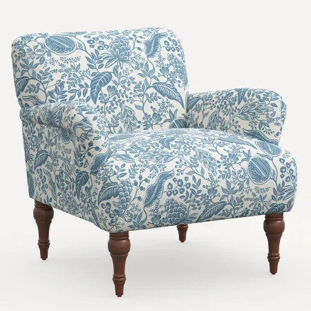 Rifle Paper Co. Bristol Blue Pomegranate Accent Chair