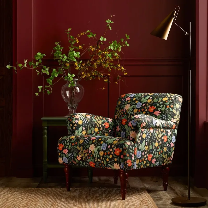 Rifle Paper Co. Bristol Black Strawberry Fields Accent Chair