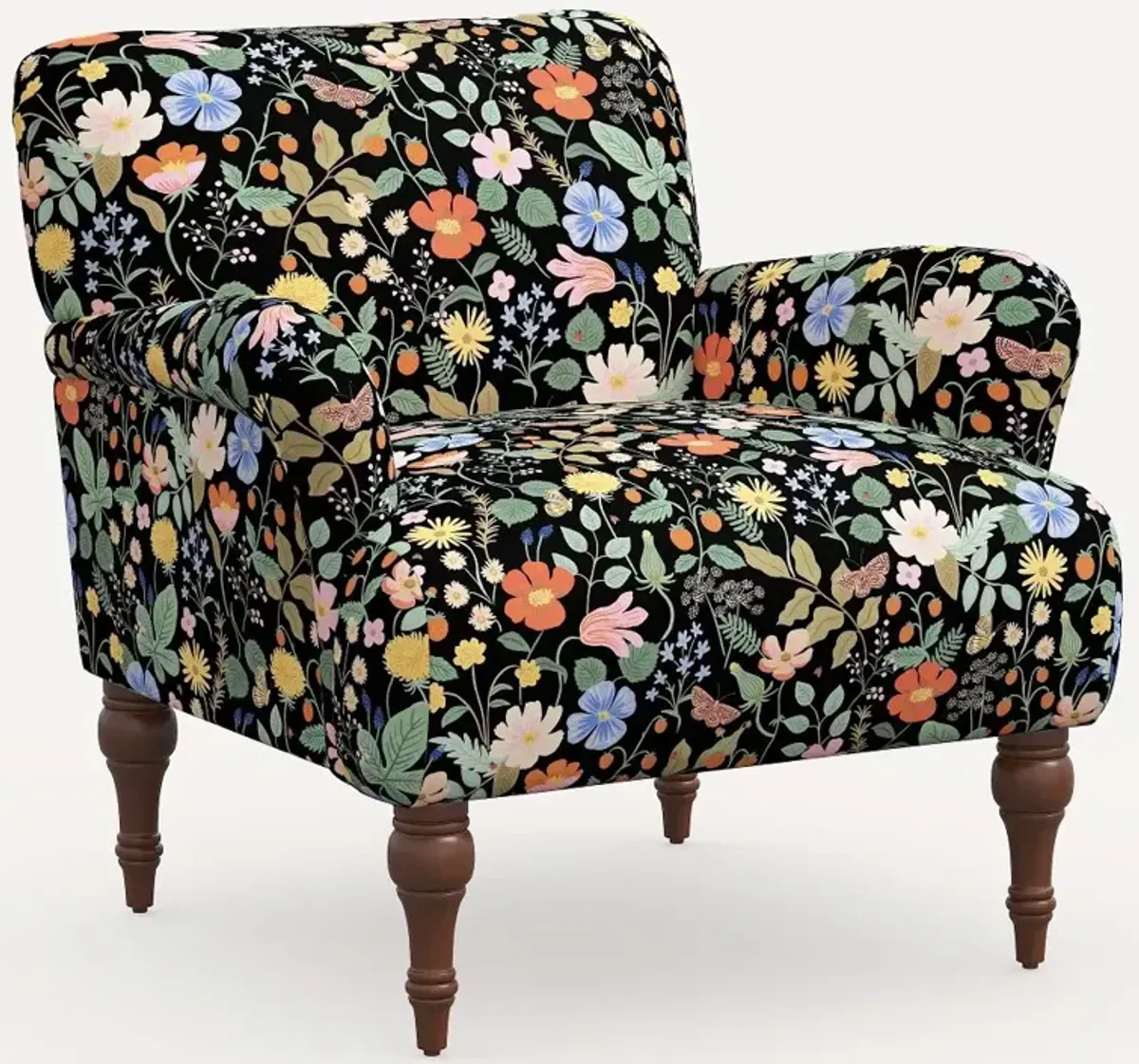 Rifle Paper Co. Bristol Black Strawberry Fields Accent Chair