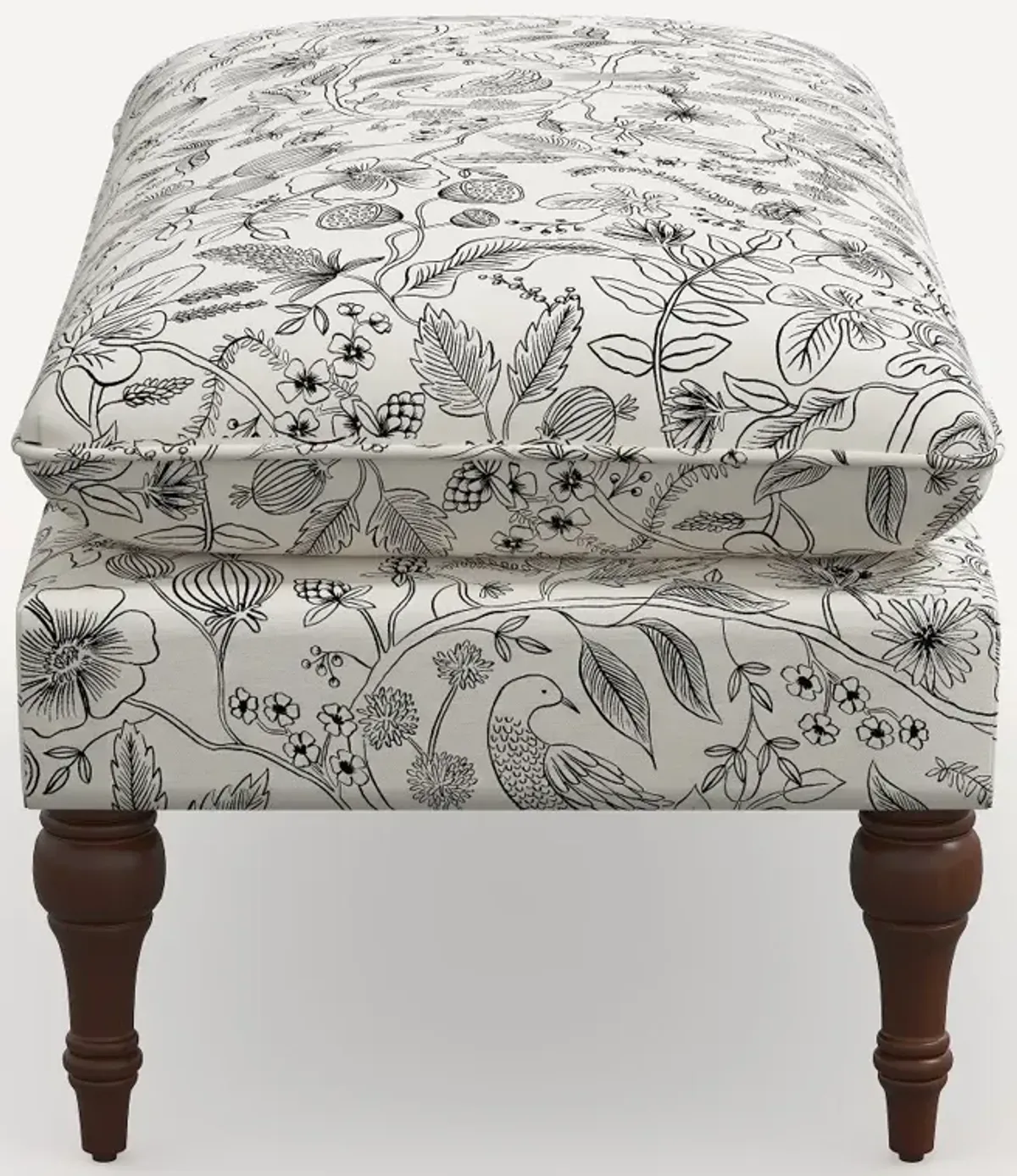 Rifle Paper Co. Flora Aviary Cream & Black Pillowtop Bench