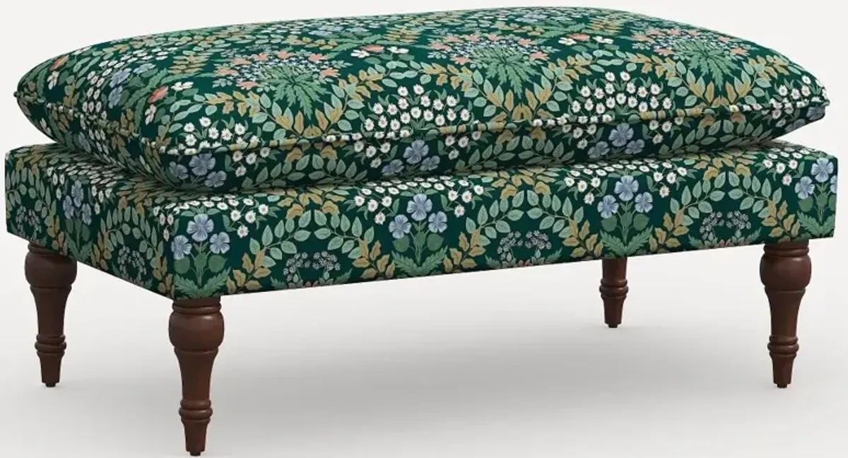 Rifle Paper Co. Flora Bramble Emerald Pillowtop Bench