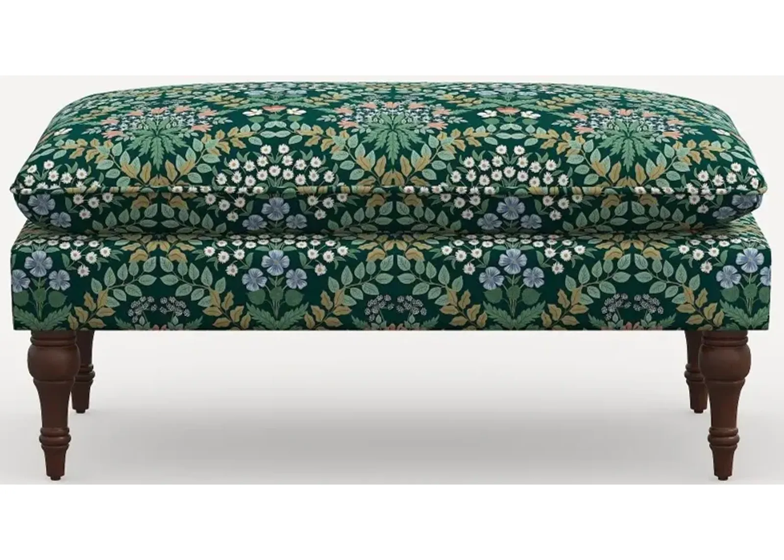 Rifle Paper Co. Flora Bramble Emerald Pillowtop Bench