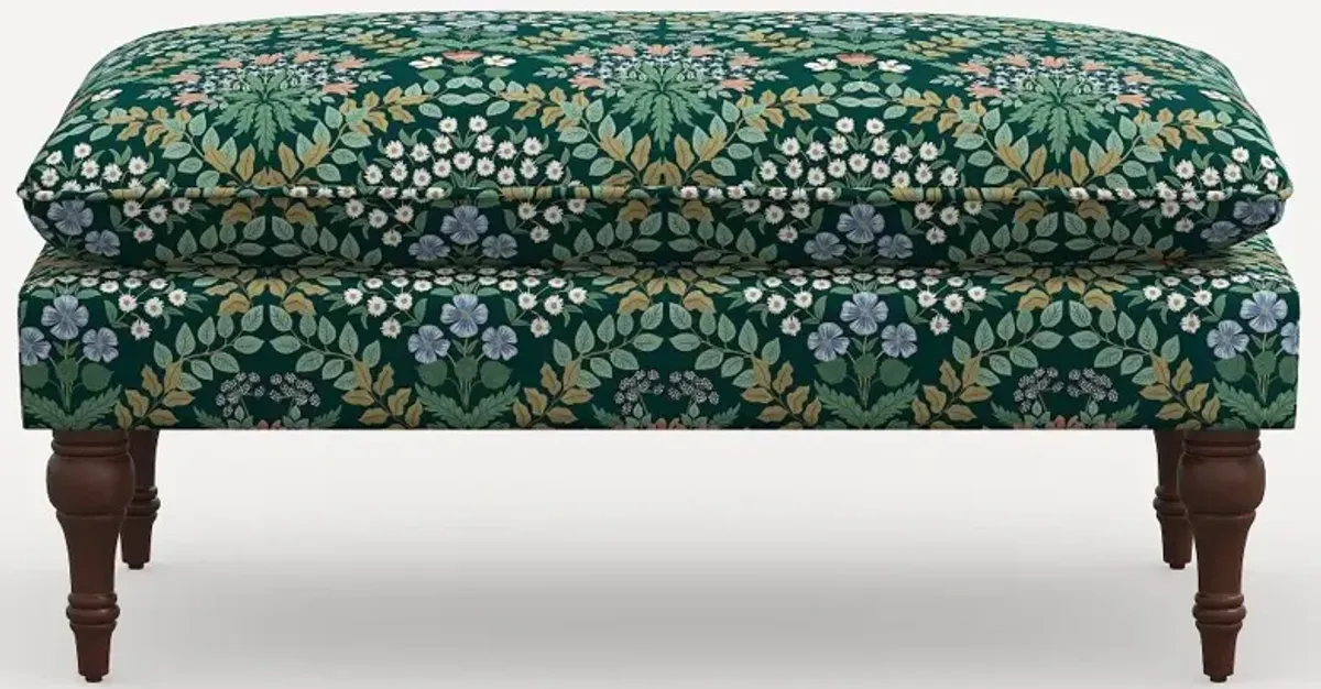 Rifle Paper Co. Flora Bramble Emerald Pillowtop Bench