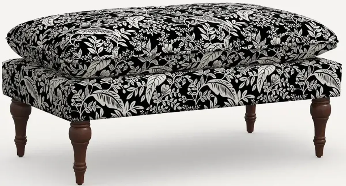 Rifle Paper Co. Flora Canopy Black & Cream Pillowtop Bench