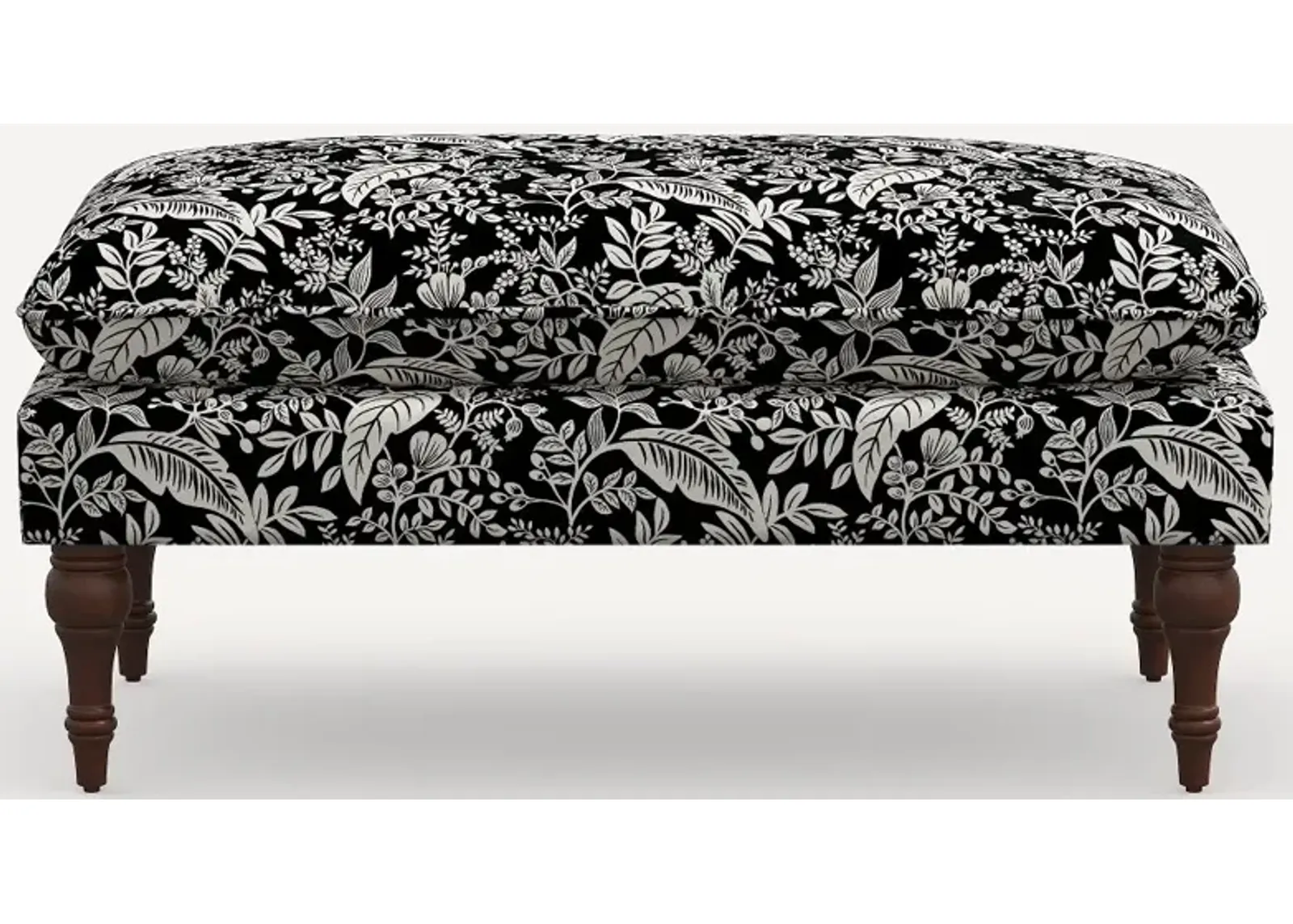 Rifle Paper Co. Flora Canopy Black & Cream Pillowtop Bench