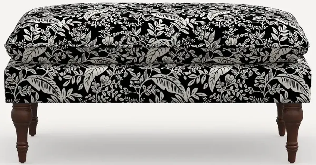 Rifle Paper Co. Flora Canopy Black & Cream Pillowtop Bench