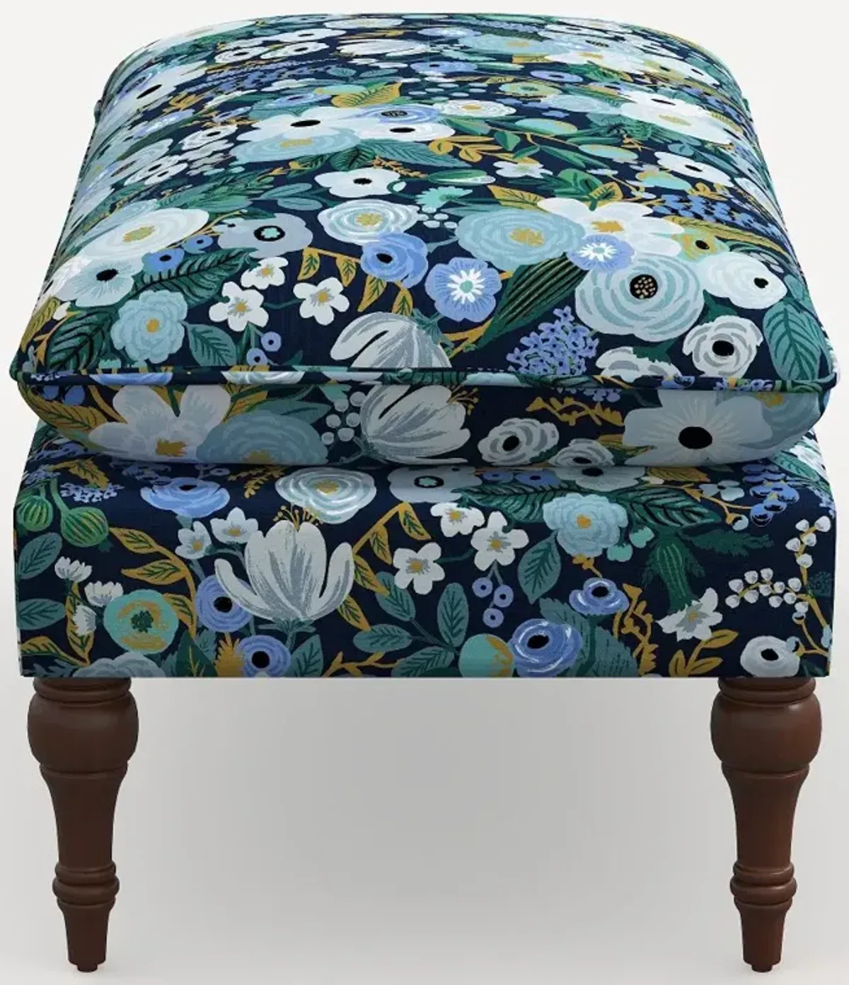 Rifle Paper Co. Flora Garden Party Blue Pillowtop Bench