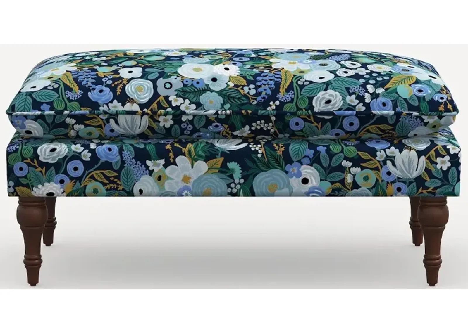 Rifle Paper Co. Flora Garden Party Blue Pillowtop Bench