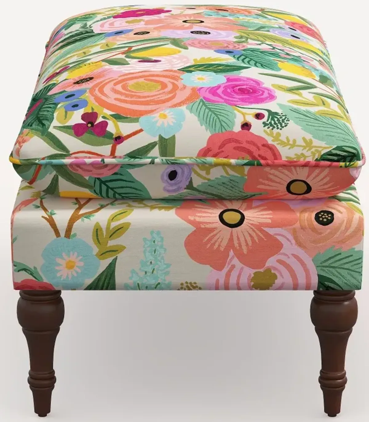 Rifle Paper Co. Flora Garden Party Pink Pillowtop Bench