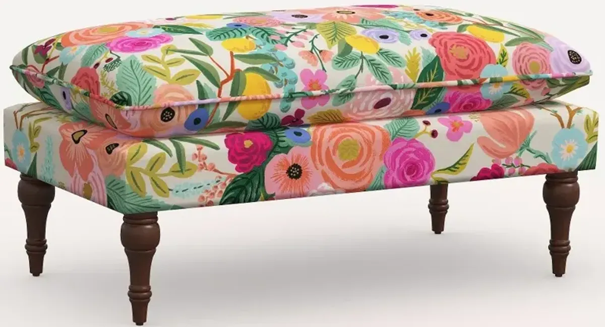 Rifle Paper Co. Flora Garden Party Pink Pillowtop Bench