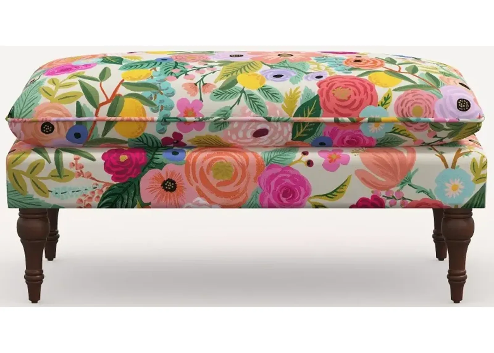 Rifle Paper Co. Flora Garden Party Pink Pillowtop Bench