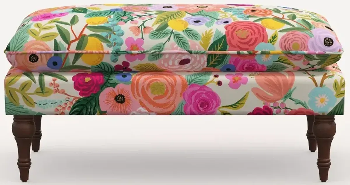 Rifle Paper Co. Flora Garden Party Pink Pillowtop Bench