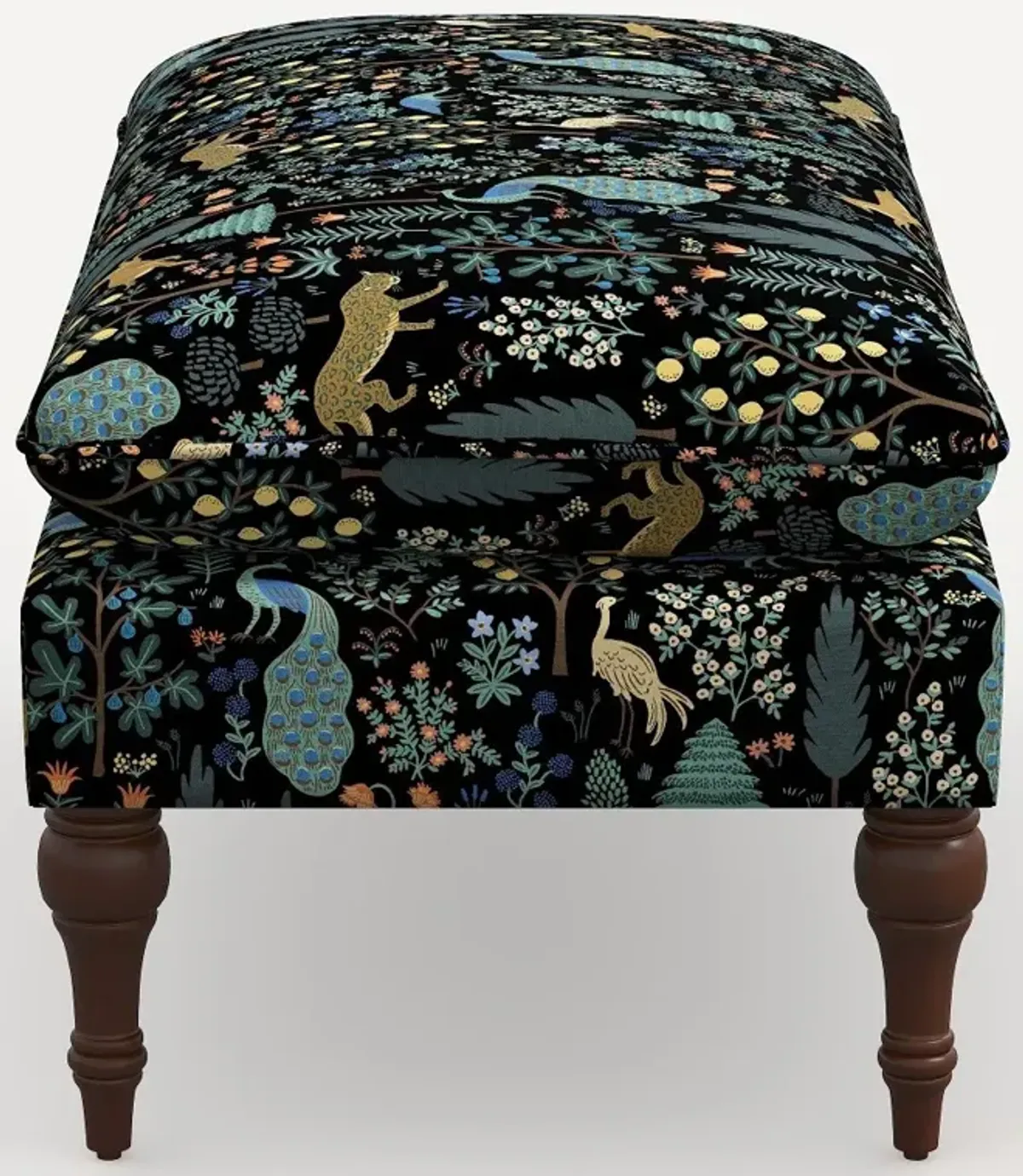 Rifle Paper Co. Flora Menagerie Black Pillowtop Bench