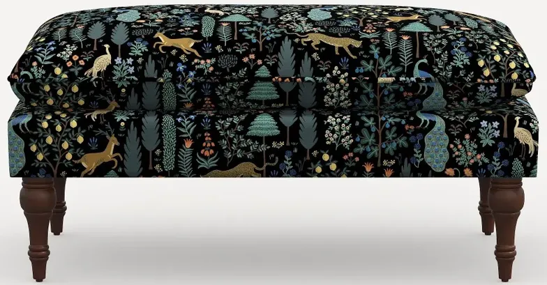 Rifle Paper Co. Flora Menagerie Black Pillowtop Bench