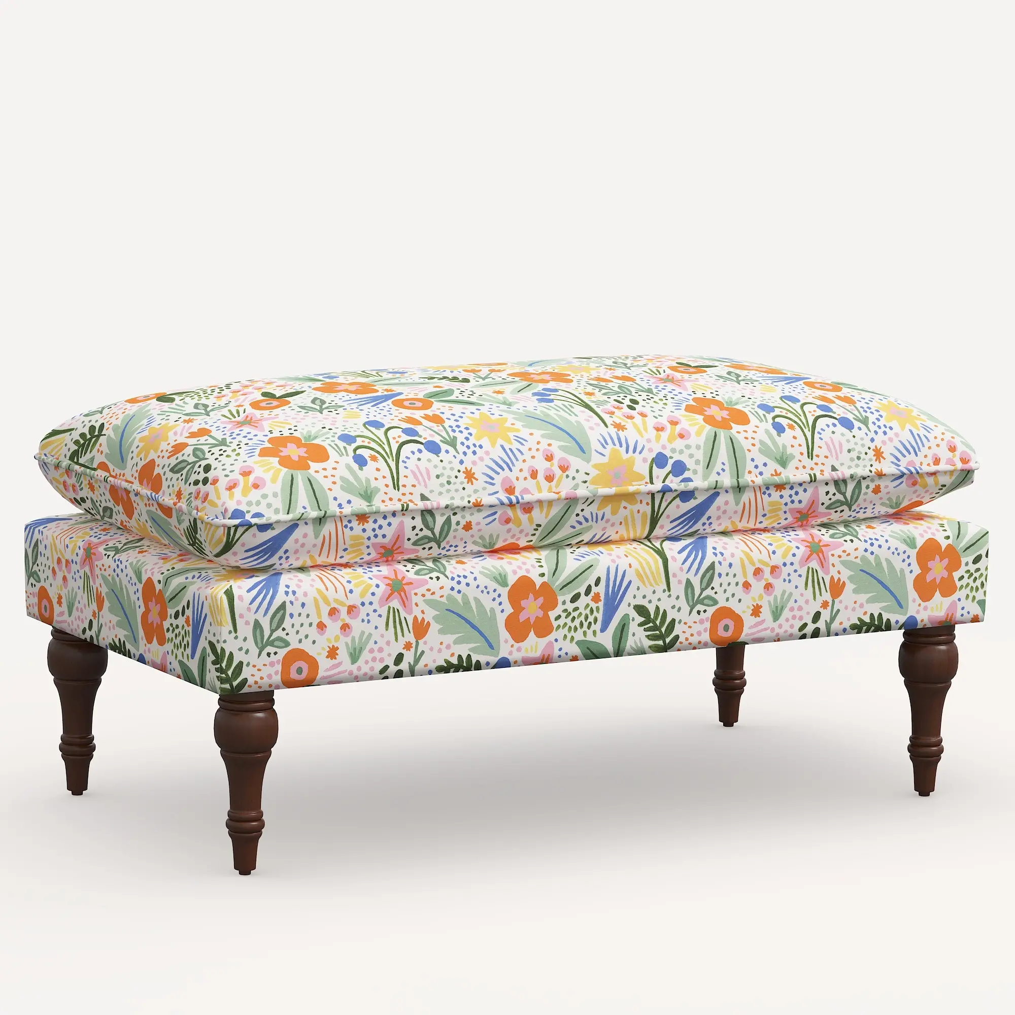 Rifle Paper Co. Flora Multi Color Floral Pillowtop Bench