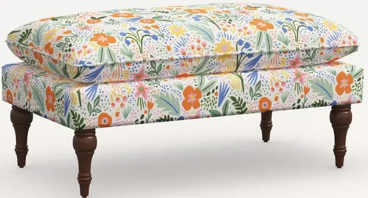 Rifle Paper Co. Flora Multi Color Floral Pillowtop Bench