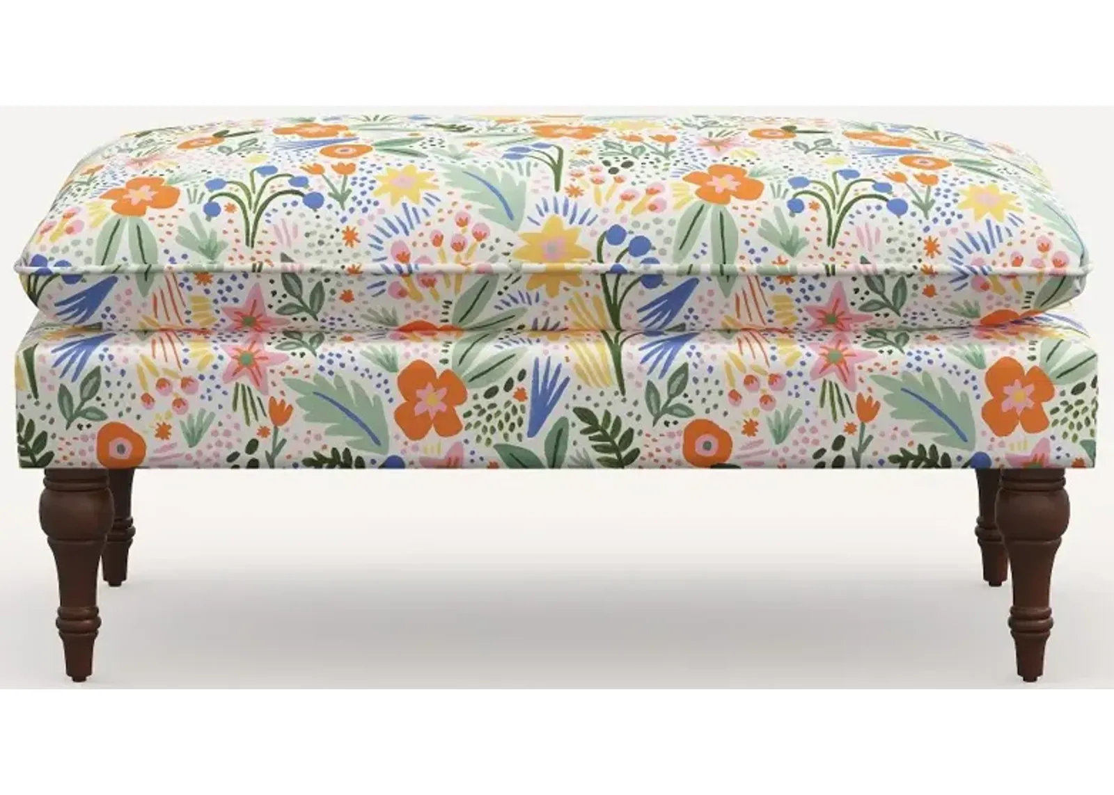 Rifle Paper Co. Flora Multi Color Floral Pillowtop Bench