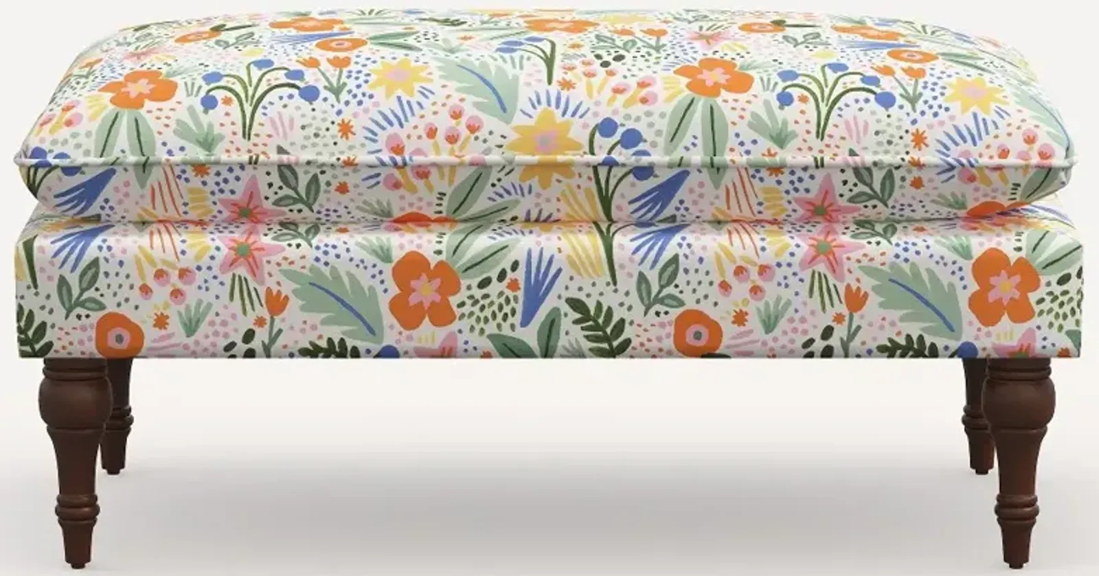 Rifle Paper Co. Flora Multi Color Floral Pillowtop Bench