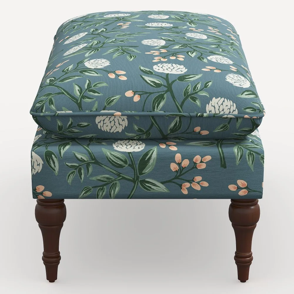 Rifle Paper Co. Flora Emerald Peonies Pillowtop Bench