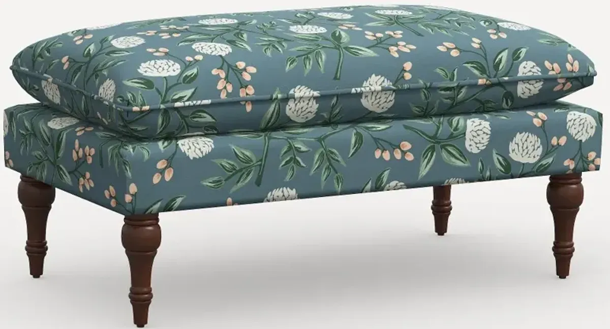 Rifle Paper Co. Flora Emerald Peonies Pillowtop Bench