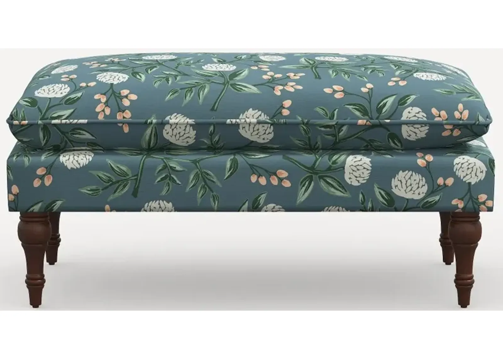 Rifle Paper Co. Flora Emerald Peonies Pillowtop Bench