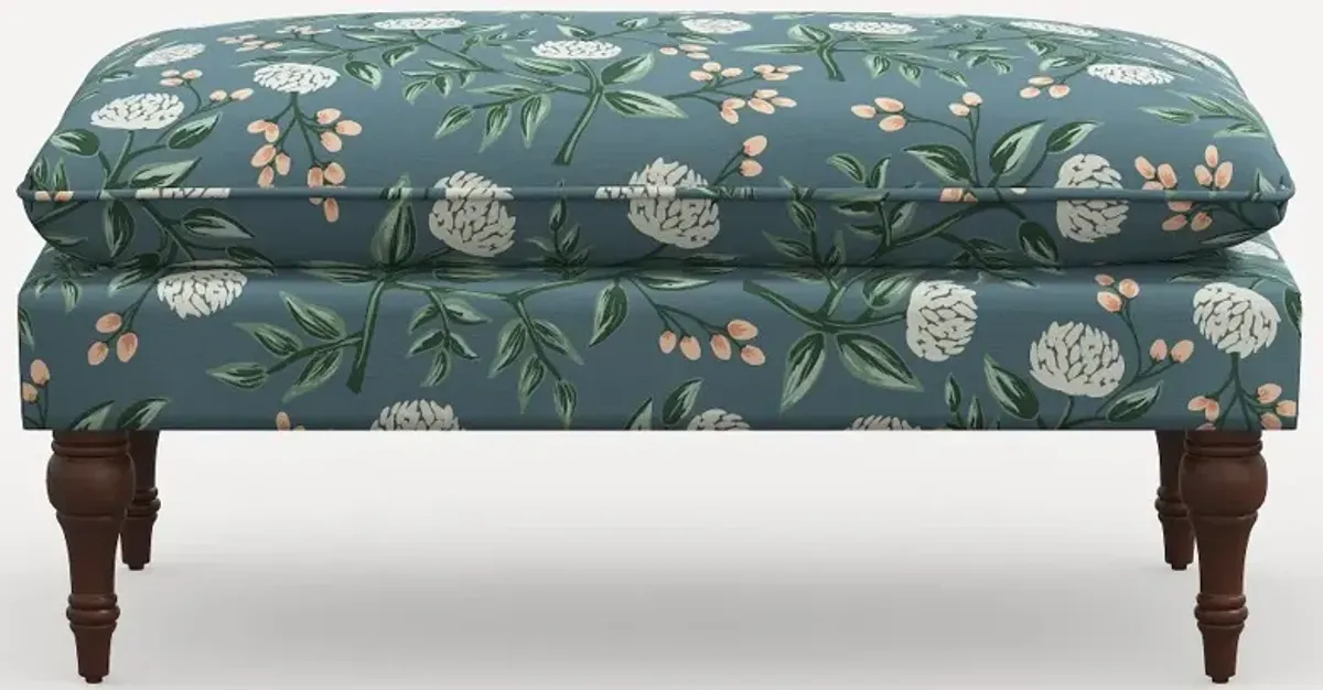 Rifle Paper Co. Flora Emerald Peonies Pillowtop Bench