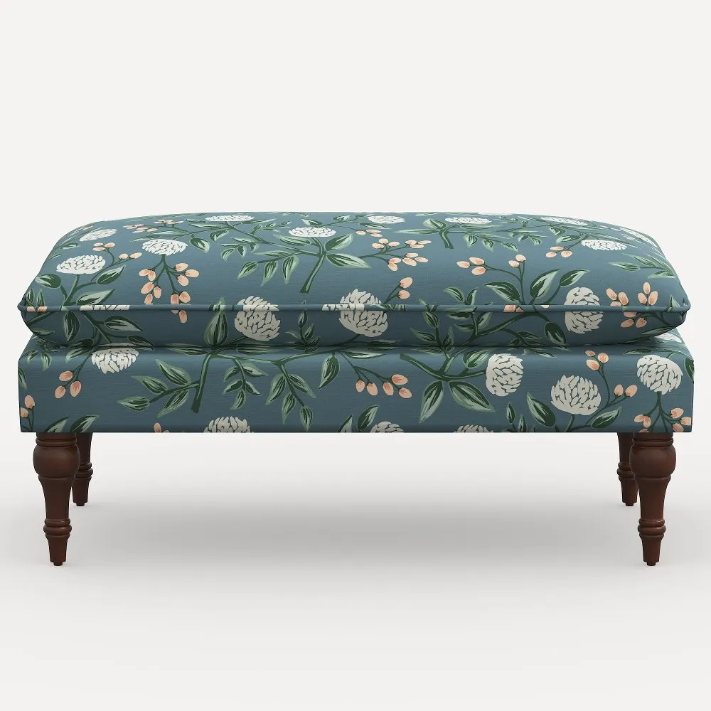 Rifle Paper Co. Flora Emerald Peonies Pillowtop Bench