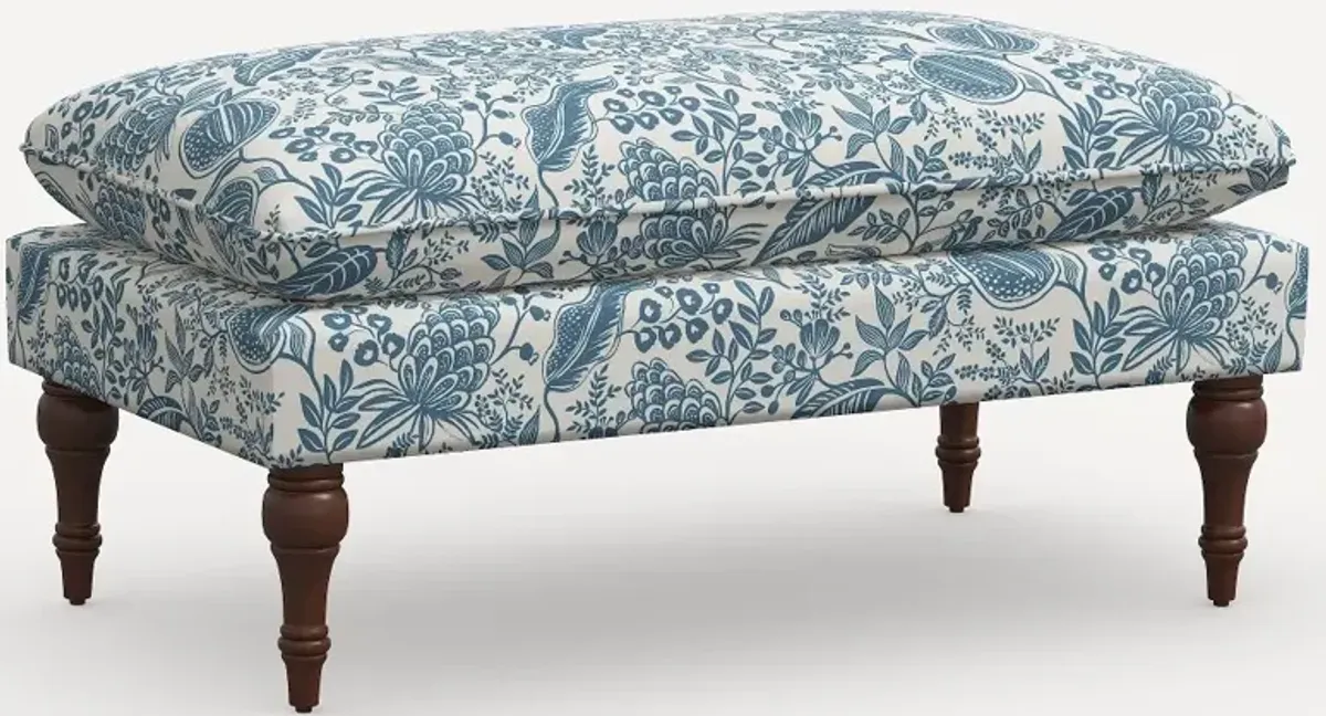 Rifle Paper Co. Flora Blue Pomegranate Pillowtop Bench