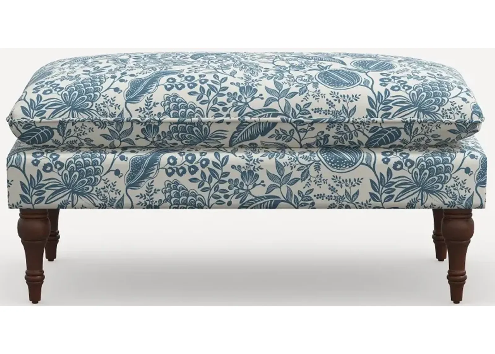 Rifle Paper Co. Flora Blue Pomegranate Pillowtop Bench