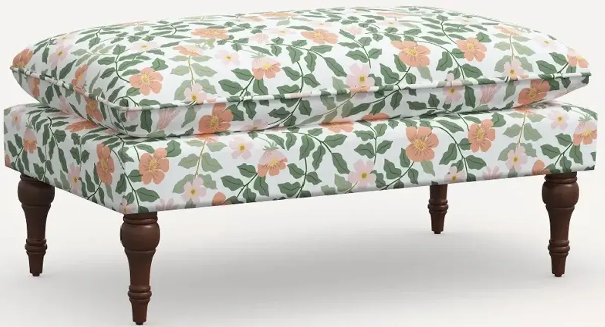 Rifle Paper Co. Flora Primrose Blush Pillowtop Bench