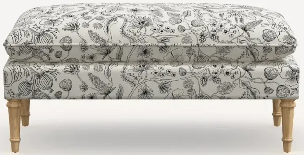 Rifle Paper Co. Flora Aviary Cream & Black Pillowtop Bench