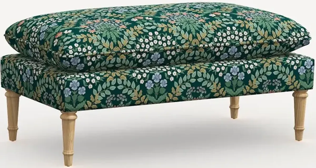 Rifle Paper Co. Flora Bramble Emerald Pillowtop Bench