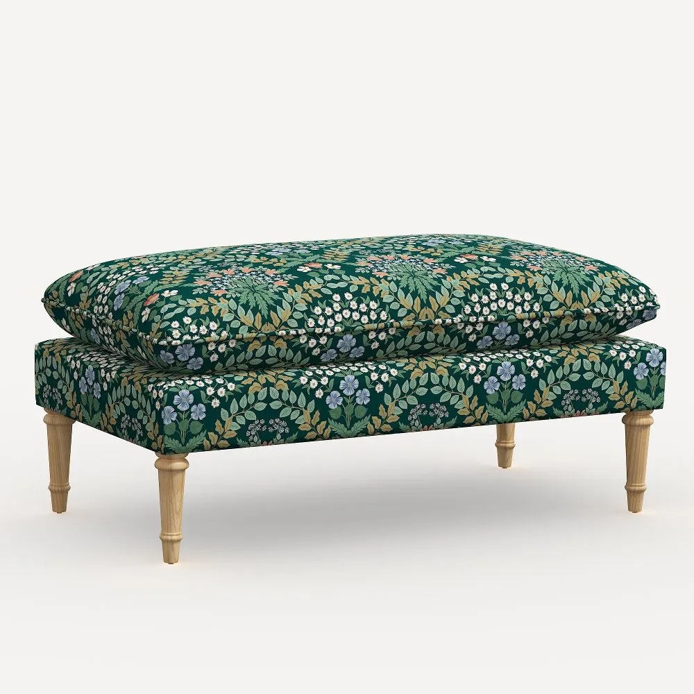 Rifle Paper Co. Flora Bramble Emerald Pillowtop Bench