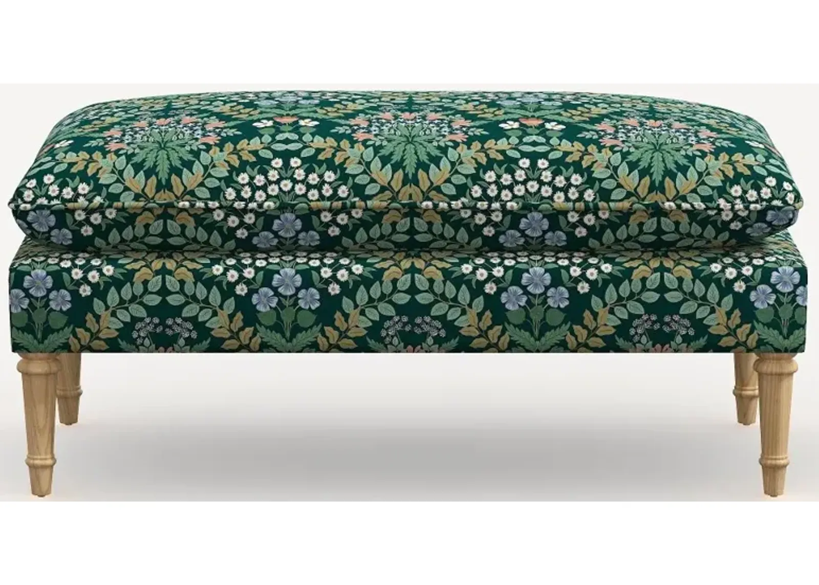 Rifle Paper Co. Flora Bramble Emerald Pillowtop Bench